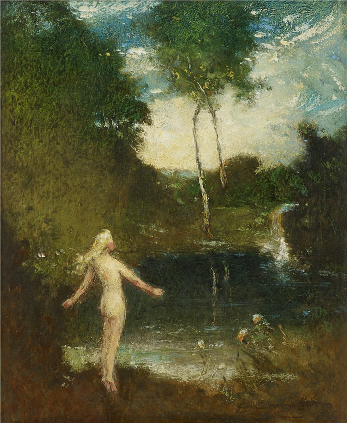 Elliott Daingerfield(美国,1859-1932 年)-潜水员油画
