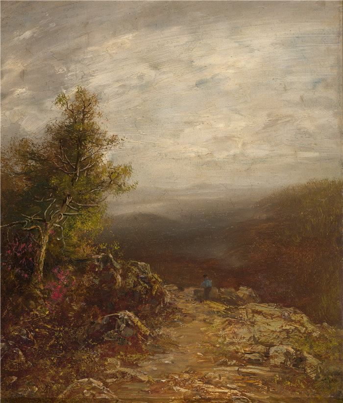 拉尔夫·阿尔伯特·布莱克洛克（Ralph Albert Blakelock，美国，1847-1919 年）-在云层之上油画
