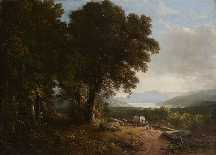 阿舍·布朗·杜兰德（Asher Brown Durand，美国，1796-1886 年）-有盖货车的风景油画
