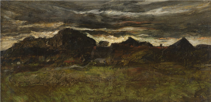 约瑟夫·弗兰克·库里尔（Joseph Frank Currier，美国，1843-1909 年）-达豪附近的风景油画