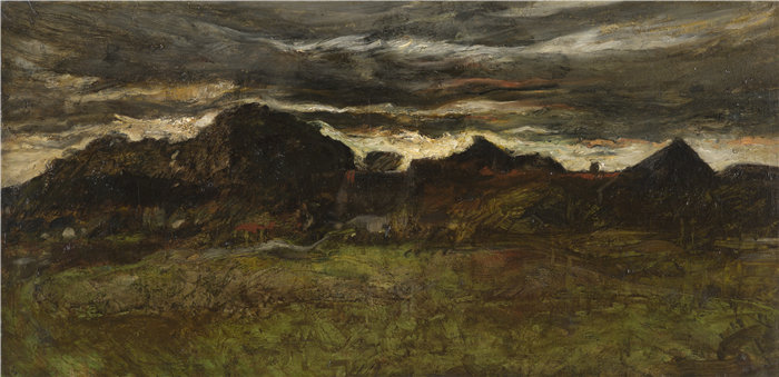 约瑟夫·弗兰克·库里尔(Joseph Frank Currier,美国,1843-1909 年)-达豪附近的风景油画