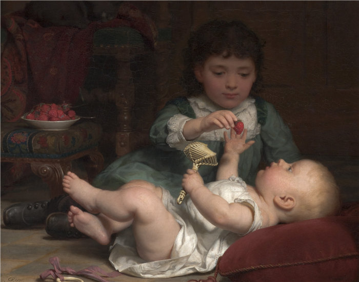 西摩·约瑟夫·盖伊（Seymour Joseph Guy，美国人，1824-1910 年）-诱惑油画