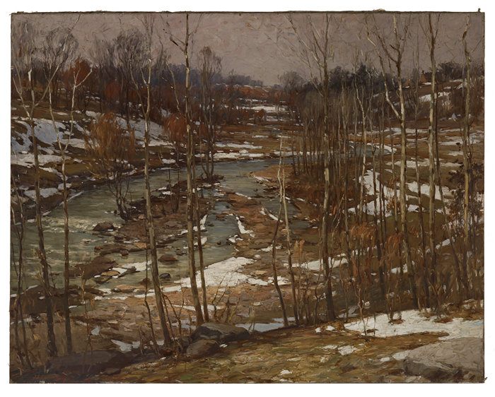约翰·艾尔伍德·邦迪（John Elwood Bundy，美国，1853-1933 年）-寒冬油画