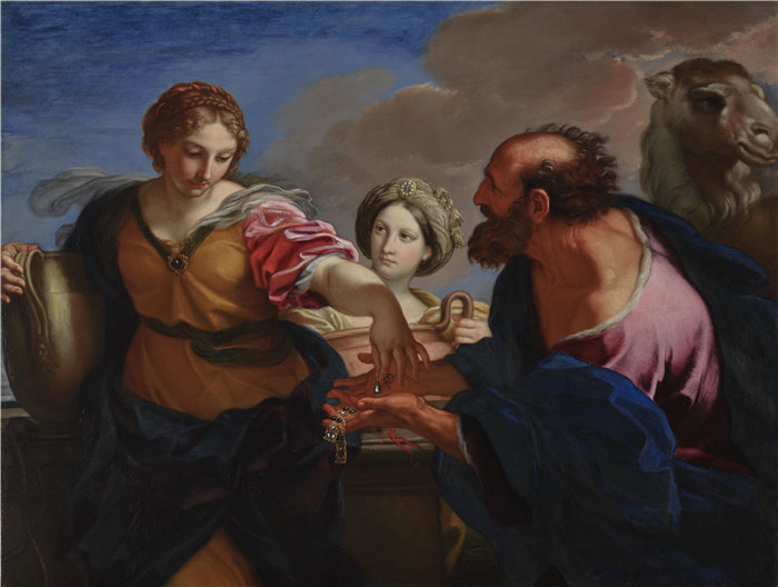 卡罗·马拉蒂(Carlo Maratti,意大利人,1625-1713 年)-Rebecca 和 Eliezer 在井边