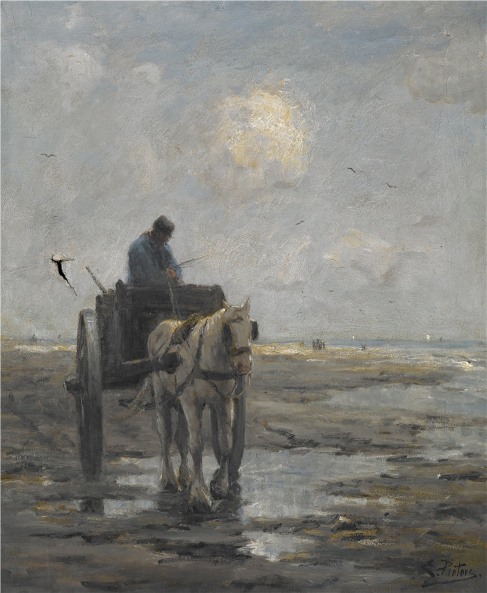 埃弗特·彼得斯（Evert Pieters，荷兰人，1856-1932 年）-马和马车油画