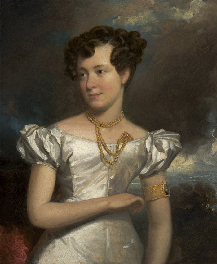 亨利·英曼(Henry Inman,美国,1801-1846 年)-克拉拉·费舍尔的肖像油画
