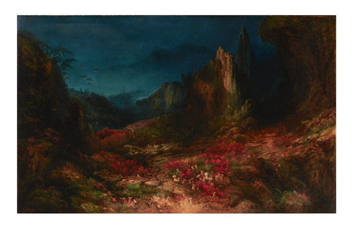 爱德华·莫兰(Edward Moran,美国,1829-1901 年)-海中的山谷油画