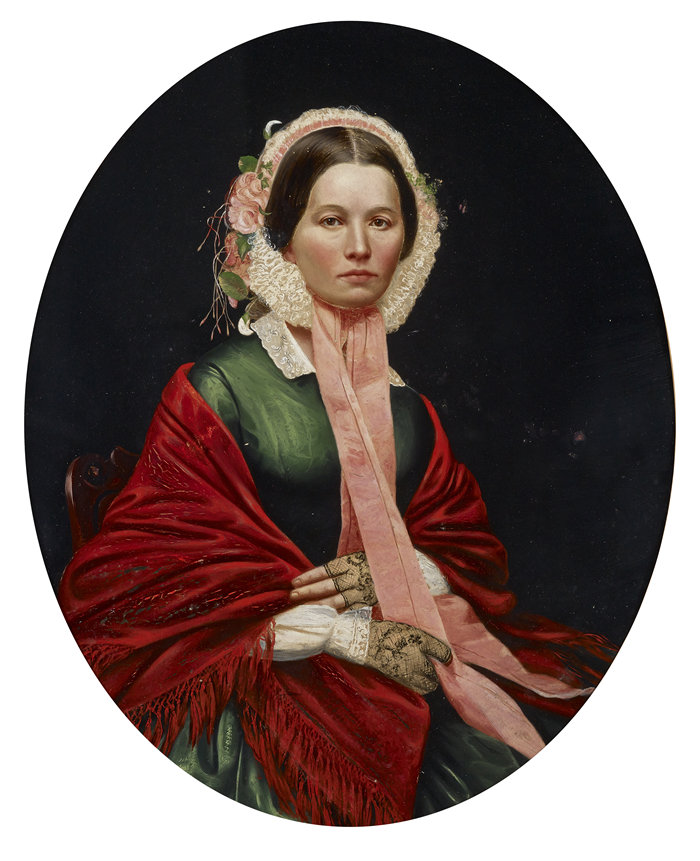 巴顿·斯通·海斯(Barton Stone Hays,美国人,1826-1914 年)-艾伦·豪瑟·海斯的肖像油画