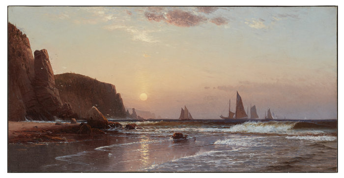 阿尔弗雷德·汤普森·布里彻（Alfred Thompson Bricher ，美国，1837-1908 年）-早上在大马南油画
