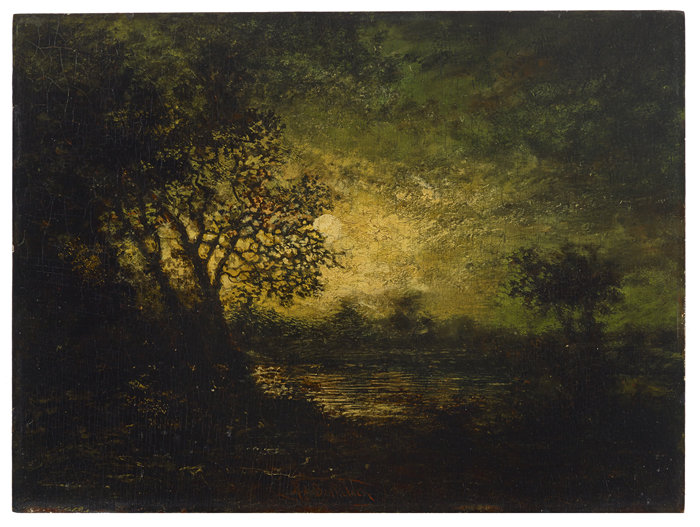 拉尔夫·阿尔伯特·布莱克洛克（Ralph Albert Blakelock，美国，1847-1919 年）-月光油画