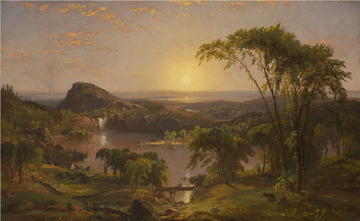 贾斯珀·弗朗西斯·克罗普西（Jasper Francis Cropsey）（美国，1823-1900 年）-夏天，安大略湖油画