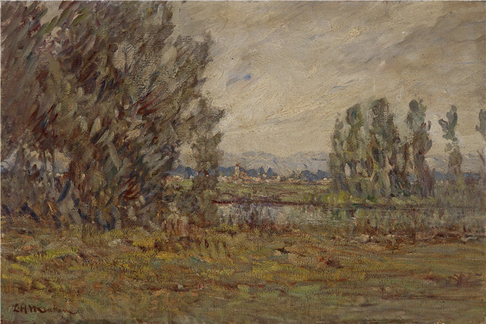 刘易斯·亨利·米金(Lewis Henry Meakin ,美国,1850-1917 年)-景观(辛辛那提)油画