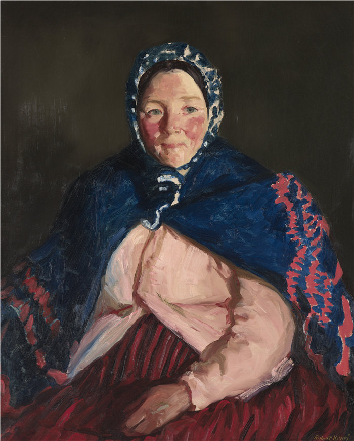 罗伯特·亨利（Robert Henri，美国，1865-1929 年）-老约翰尼的妻子油画