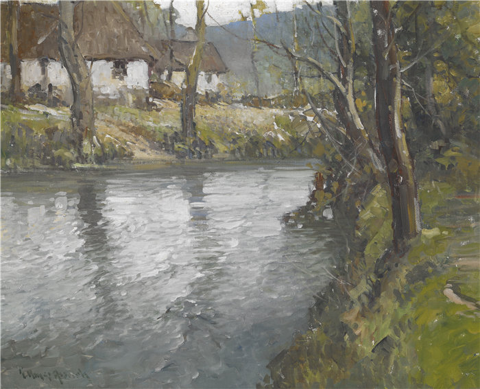乔治·艾姆斯·奥尔德里奇（George Ames Aldrich，美国，1872-1941 年）-诺曼底的灰色日子油画