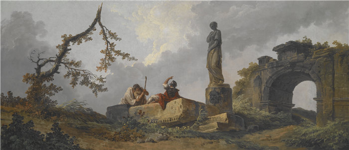 休伯特·罗伯特（Hubert Robert，法国，1733-1808 年）-雕像油画