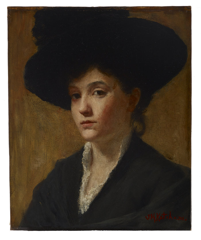 苏珊·梅里尔·凯彻姆（Susan Merrill Ketcham，美国，1841-1930 年）-帽子的研究油画