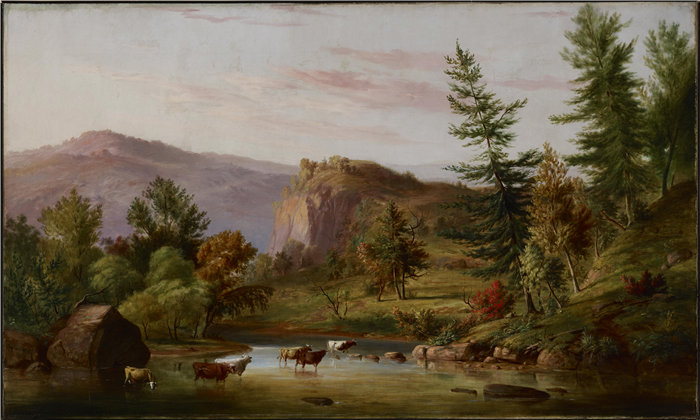 雅各布·考克斯（Jacob Cox，美国人，1810-1892 年）-夏天的小溪油画