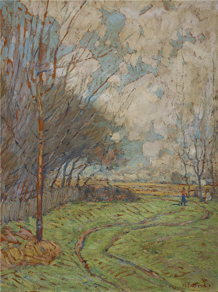 威廉·J·福赛思（William J. Forsyth ，美国人，1854-1935 年）-风景：田野之路油画
