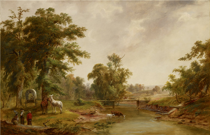 雅各布·考克斯（Jacob Cox，美国人，1810-1892 年）-印第安纳波利斯的场景油画