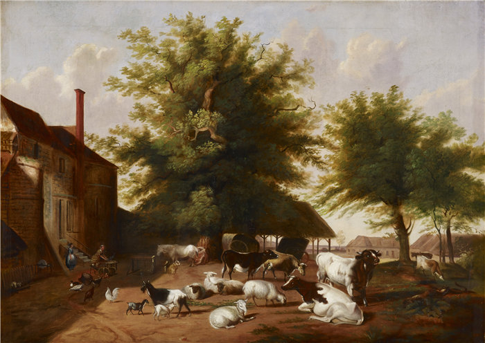 雅各布·考克斯（Jacob Cox，美国人，1810-1892 年）-农家场景油画
