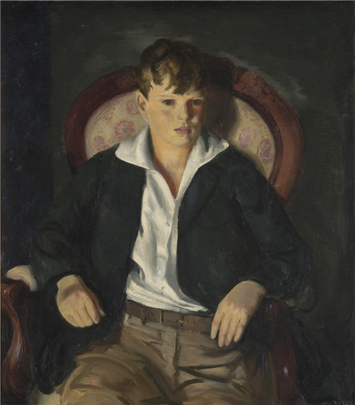 乔治·韦斯利·贝洛斯（George Wesley Bellows，美国，1882-1925 年）-一个男孩的肖像油画