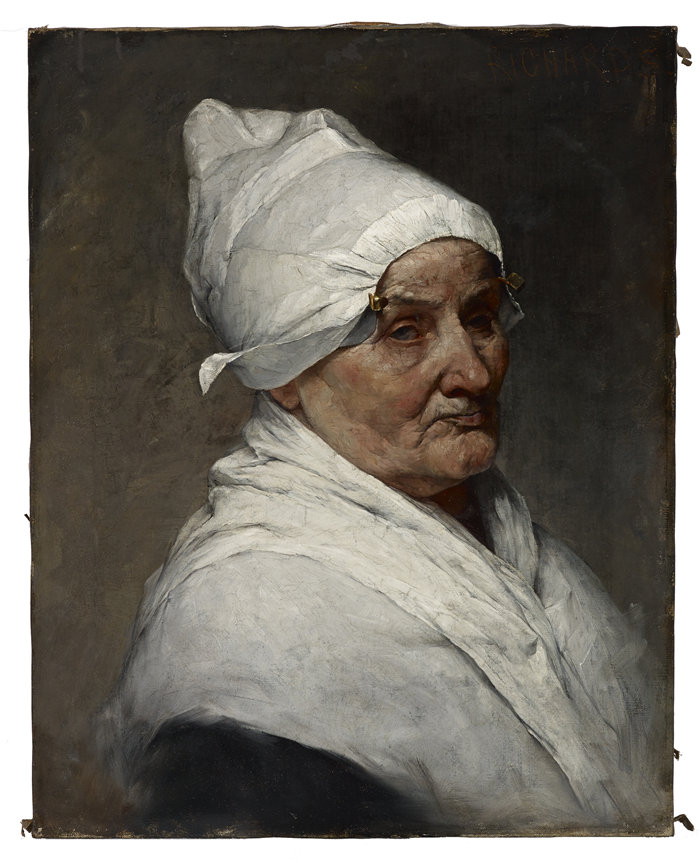 塞缪尔·G·理查兹（Samuel G Richards ，美国，1853-1893 年）-老农妇油画