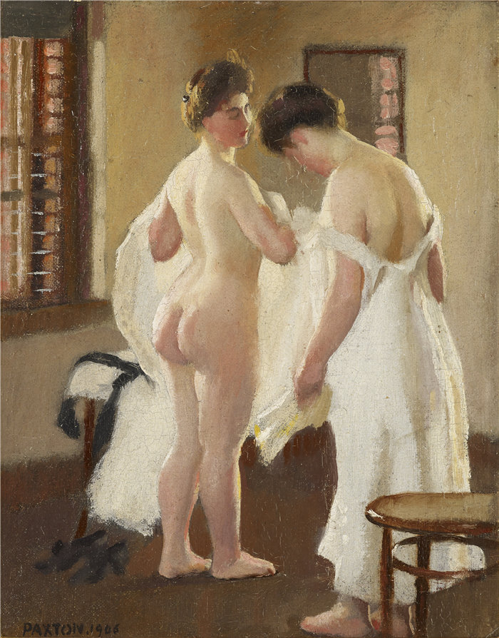 威廉·麦格雷戈·帕克斯顿（William McGregor Paxton ，美国人，1869-1941 年）-女装油画