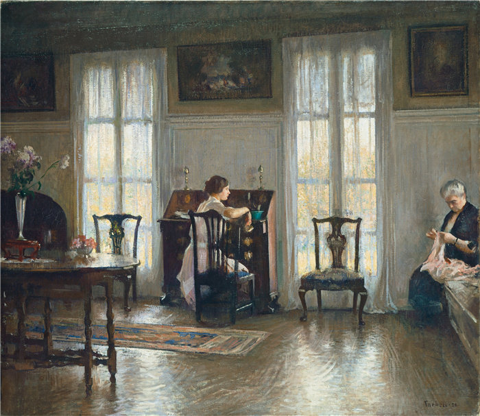 埃德蒙·塔贝尔（Edmund Tarbell）-妈妈和玛丽油画