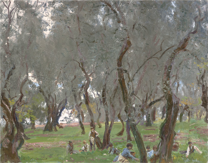 约翰·辛格·萨金特（John Singer Sargent，美国，1856-1925 年）-橄榄树林油画