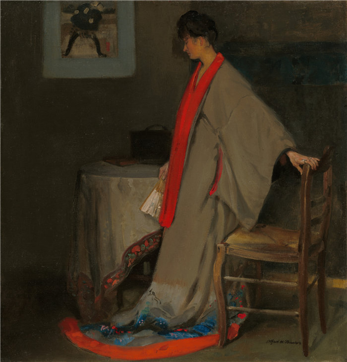 阿尔弗雷德·H·毛雷尔（Alfred H. Maurer）-穿着和服的年轻女子，1901年 美国油画