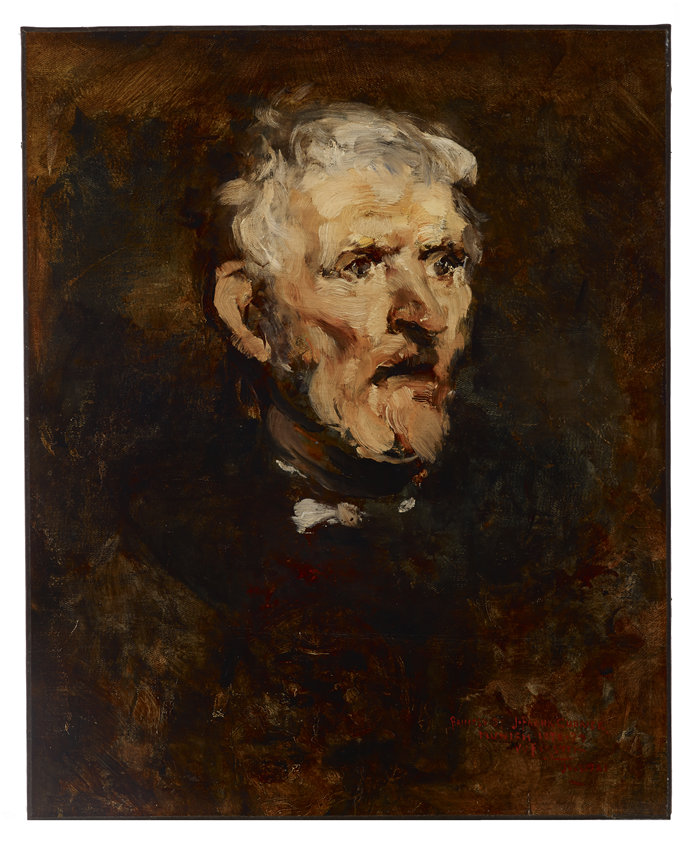 约瑟夫·弗兰克·库里尔（Joseph Frank Currier，美国，1843-1909 年）-一位老人的研究油画