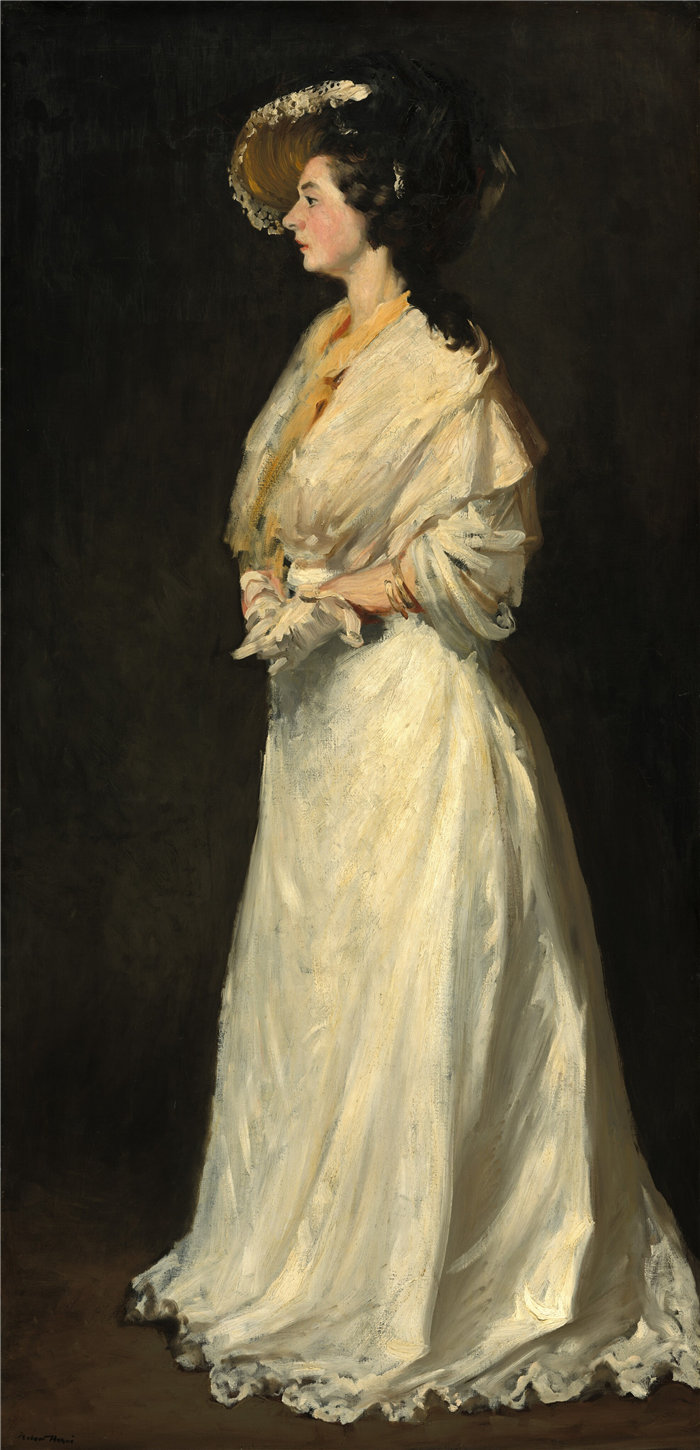 罗伯特·亨利（Robert Henri）-白衣年轻女子油画美国
