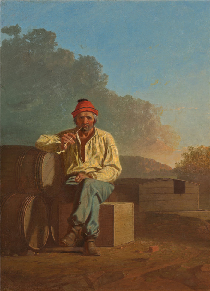乔治·卡勒布·宾厄姆（ George Caleb Bingham）-密西西比船夫油画