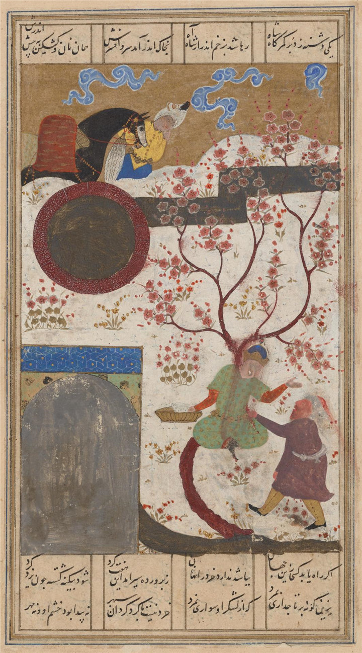伊朗水彩-花园里的国王，16世纪作品