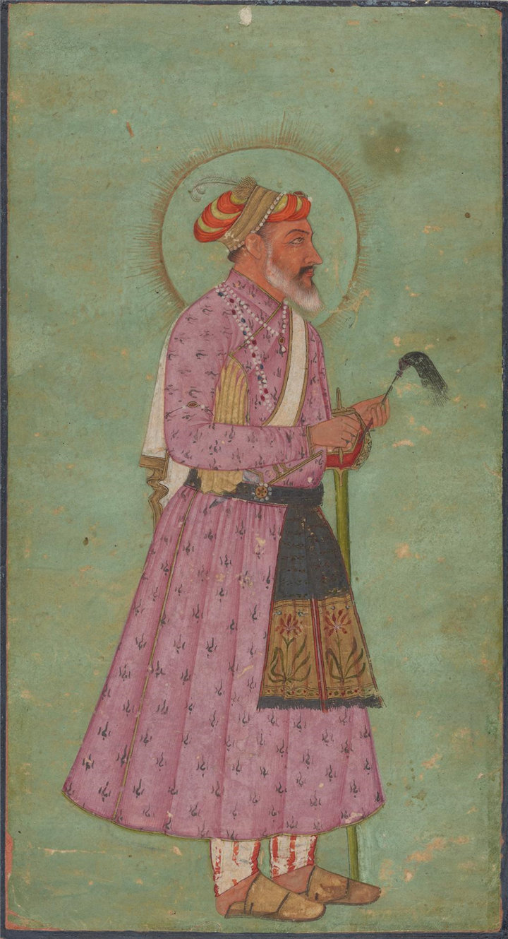 印度水彩-沙贾汗皇帝画像1680年作品