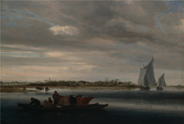 萨洛蒙·凡·雷斯达尔(Salomon van Ruysdael)，荷兰人，1600-1670-阿尔克马尔的景色油画