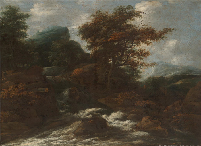 Jacob Salomons z. Ruysdael,荷兰人,1630–1681 年-瀑布景观
