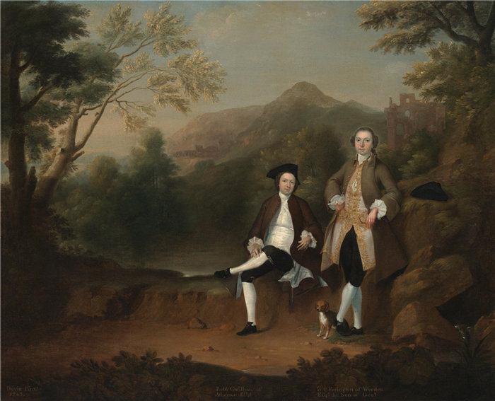 亚瑟·德维斯(Arthur Devis)，英国人，1712–1787 年-阿瑟顿的罗伯特·格威利姆和维尔登的威廉·法灵顿油画
