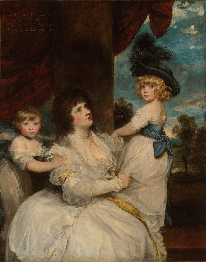 约书亚·雷诺兹（Joshua Reynolds）爵士，英国人，1723–1792 年-哈灵顿伯爵夫人简和她的儿子油画