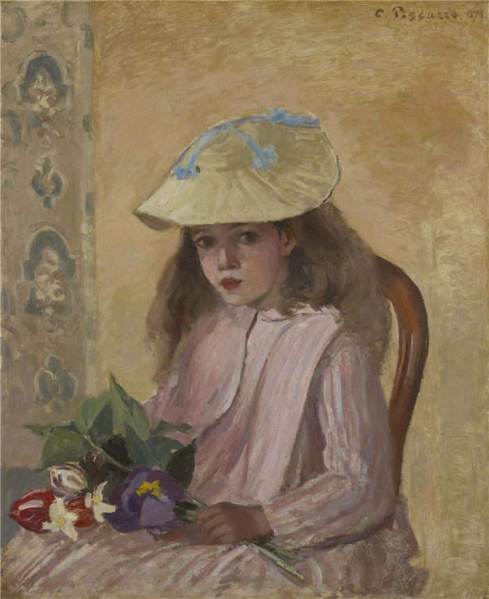 卡米耶·毕沙罗(Camille Pissarro），法国人，1830–1903 年-艺术家女儿的肖像油画