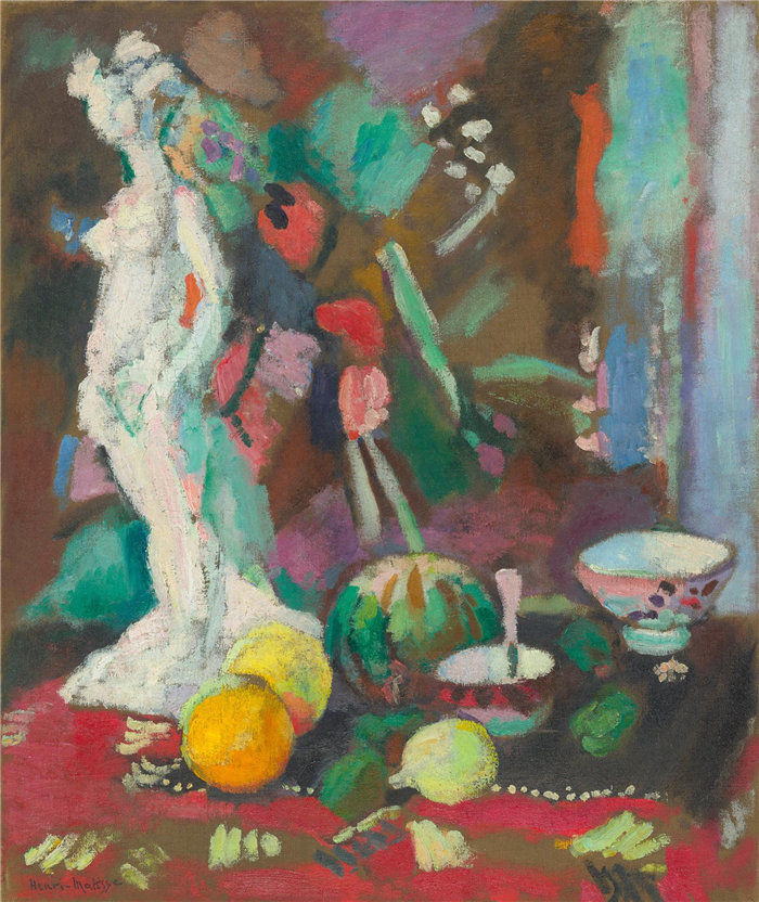 亨利·马蒂斯（Henri Matisse），法国人，1869–1954 年-Nature morte à la 小雕像（石膏像静物）