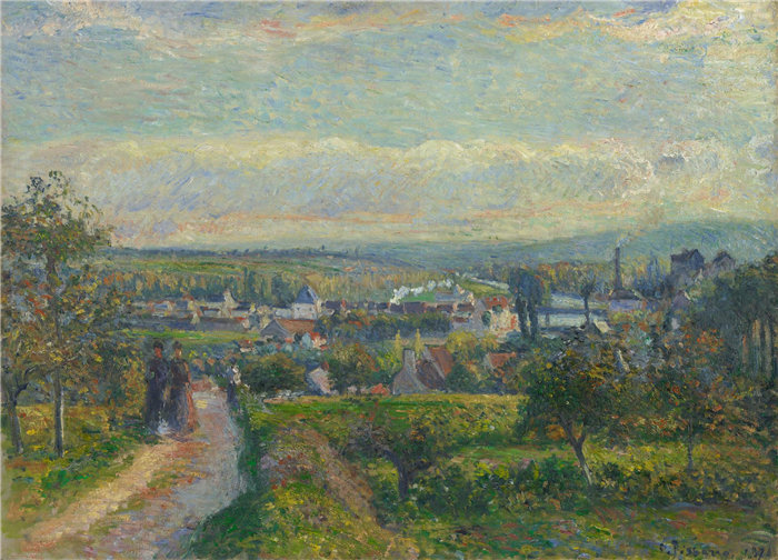 卡米耶·毕沙罗(Camille Pissarro），法国人，1830–1903 年-Saint-Ouen-l'Aumône 的景色油画
