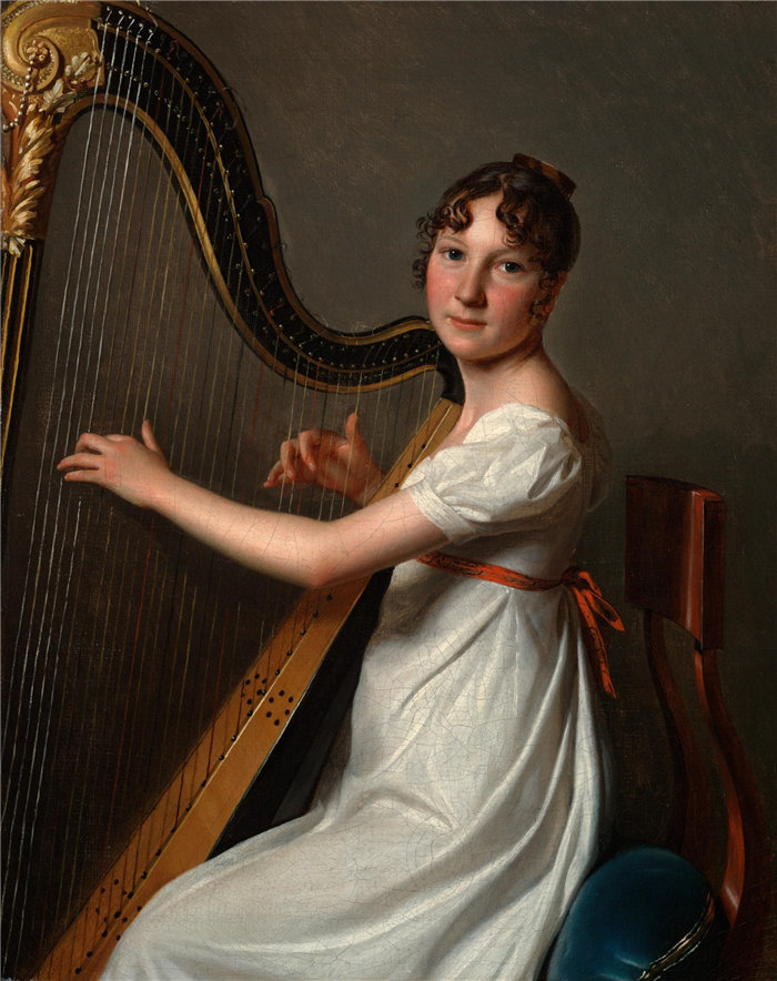 路易斯·利奥波德·布瓦伊(Louis Léopold Boilly)，法国人，1761–1845 年-年轻的竖琴手油画