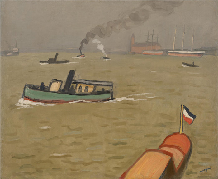 阿尔贝·马尔凯(Albert Marquet),法国人,1875-1947-汉堡的 Vedette油画