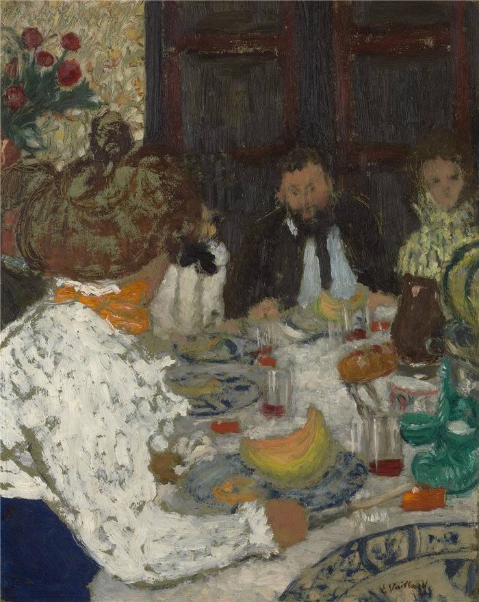 爱德华·维亚尔(Édouard Vuillard)，法国人，1868–1940 年-午餐会油画