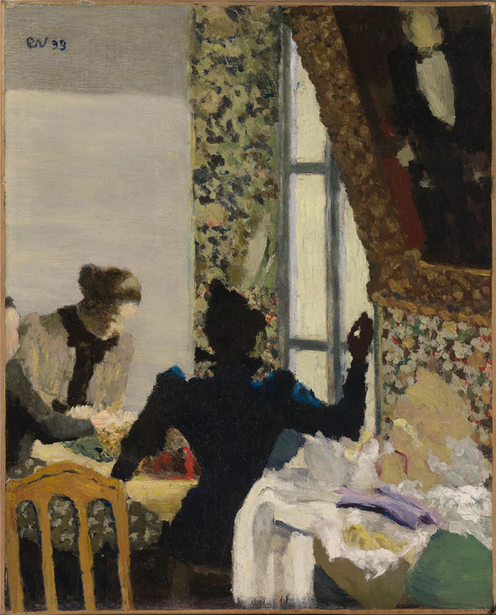 爱德华·维亚尔(Édouard Vuillard)，法国人，1868–1940 年-L'aiguillée（线程）油画