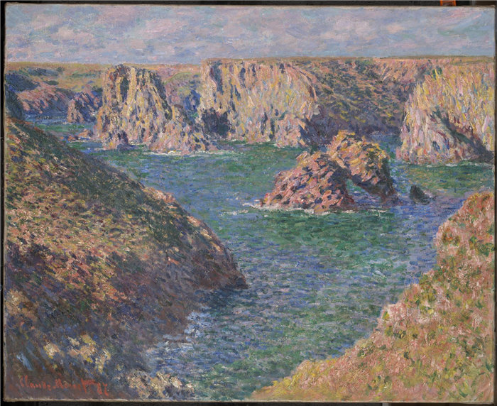 克洛德·莫奈( Claude Monet),法国人,1840–1926 年-贝尔岛多莫瓦港油画
