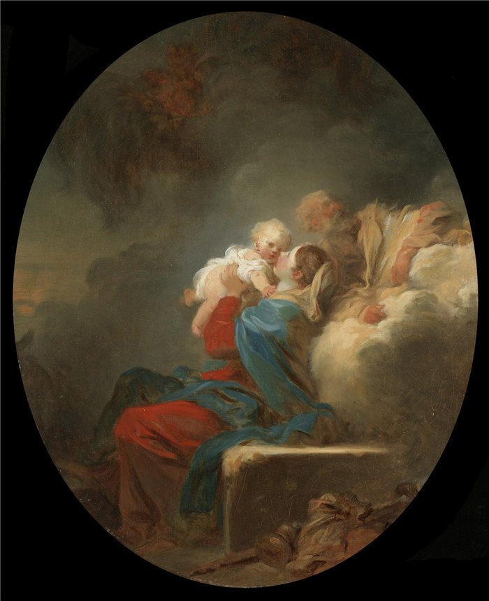 让·奥诺雷·弗拉戈纳尔(Jean-Honoré Fragonard),法国人,1732–1806 年-飞往埃及的其余人油画