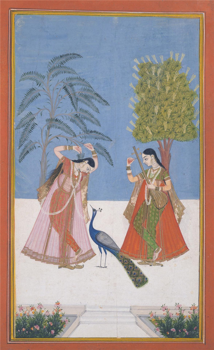 印度作品-Ragini Sarang，来自音乐模式花环（Ragamala）手稿，19世纪