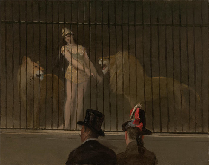 让·路易·福兰（Jean Louis Forain），法国人，1852–1931 年-驯狮者油画